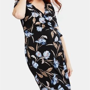 Motherhood Maternity Leaf Printed Wrap Dress NWT